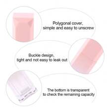 3 piezas/4ml/0.13oz Envases rellenables portátiles para maquillaje, contenedores de lápiz labial con aplicador de varilla, botella vacía multifuncional para brillo de labios, vial de almacenamiento rellenable para muestras, tubo vacío de brillo de labios con tapa poligonal degradada, herramientas de maquillaje - Multicolor - Ver 6