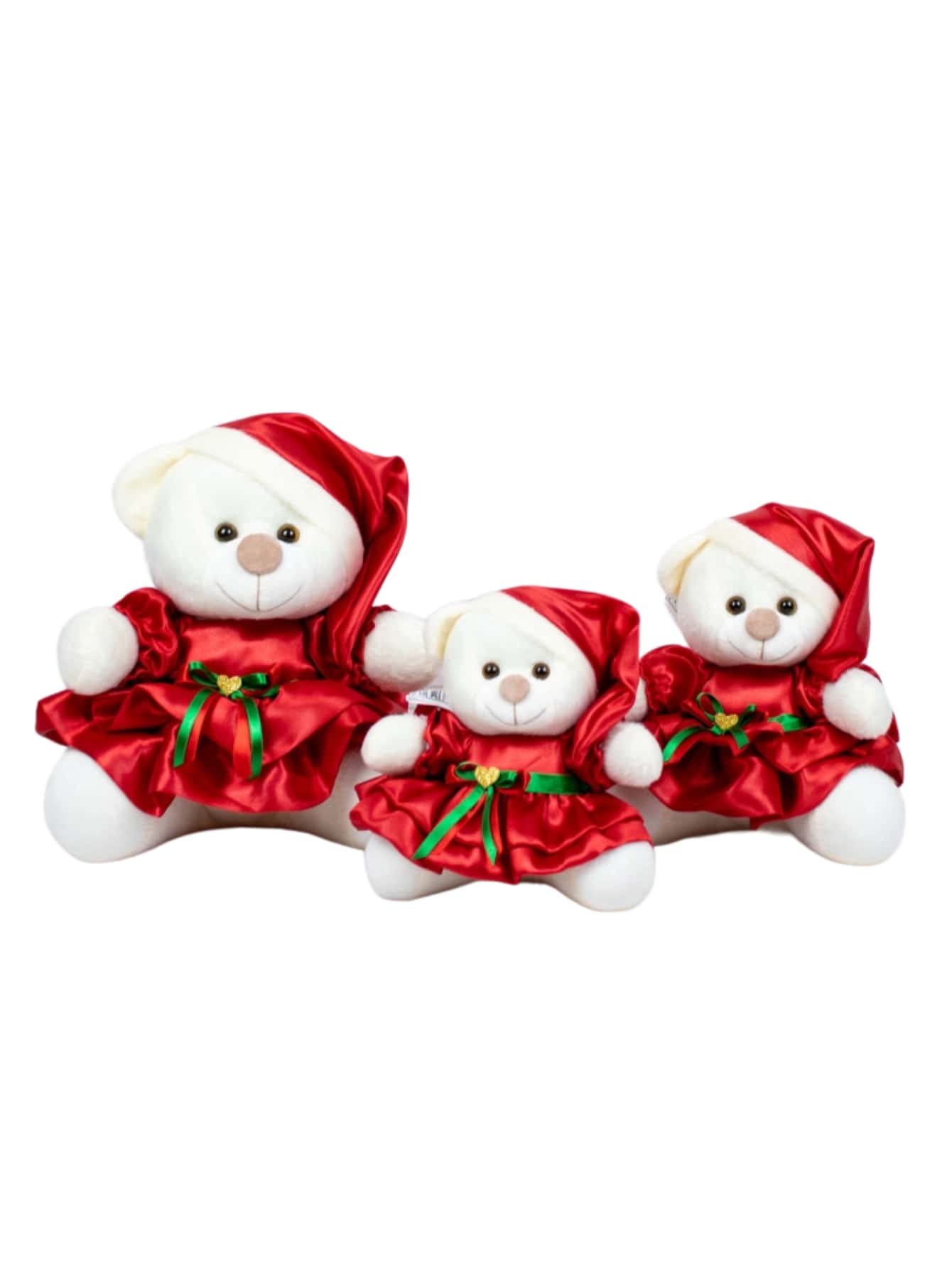 Trio Of Plush Christmas Bears In Petit Dress - Gifts And Decorations For Christmas Parties 15/18/22 - 稻草毛絨 - 查看 1