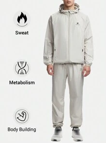 HOTSUIT Sauna Suit For Boyfriend Style Men Sweat Suit Boxing Exercise Sweat Sauna Jacket Pants Top And Pants Sauna Suit Set - White - View 7