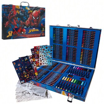 Marvel Avengers Art Set Colouring Pens Pencils Crayons 130+ Pieces Spiderman Supplies Gift