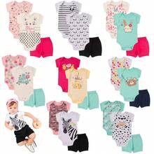 Lumari Kids 3-Piece Baby Clothing Kit Bodysuit And Shorts, Boy And Girl 100% Cotton Suedine, Wholesale Newborn Layette, S M L And GG - 查看 3