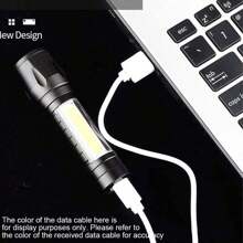 1 件便携式可充电变焦 XP-G Q5 手电筒，带 3 种照明模式、露营灯、迷你 LED 手电筒 - 黑色 - 查看 5