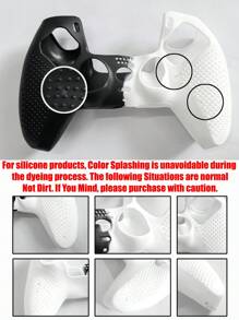 PS5 控制器硅胶保护壳，防汗防滑设计，不对称黑白染色图案 - 黑與白 - 查看 8
