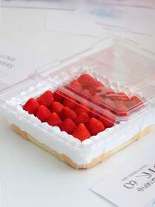 3/5/8/10pcs, Strawberry Cake Packaging Box, Square Transparent Dessert Box With Lid - Clear - View 12