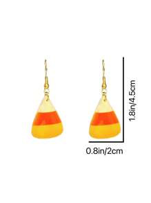 1 par de pendientes lindos y a la moda de maíz de caramelo de Halloween, adecuados para que las mujeres los usen en cualquier ocasión, accesorios para fiestas de Halloween - Amarillo - Ver 5