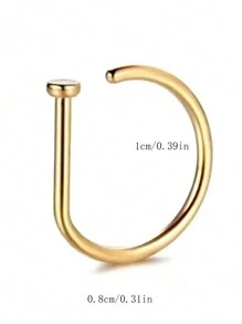 1 Set/5pcs Gold Stainless Steel Minimalist English Letter Punk Style Non-Piercing Nose Clips