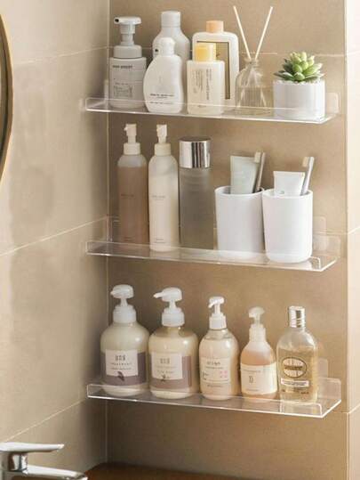 2 件装亚克力悬浮置物架，11.8 英寸透明壁挂式悬浮展示架，适用于幼儿书籍、调料、浴室用品、化妆品、照片等浴室配件