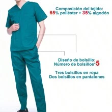 Uniformes Médicos, Batas Quirúrgicas, Pijamas De Hombre - Verde - Ver 4