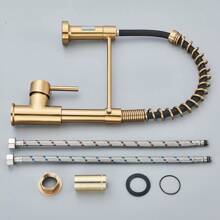 Brushed Gold High Arc Spring Kitchen Faucet With Pull Down Sprayer,Commercial Rv Single Lever Kitchen Sink Faucet,3 Function Single Handle Laundry Faucet,Brushed Gold Single Hole Brushed Gold/Brushed Nickel/Black - Brushed Gold - View 8