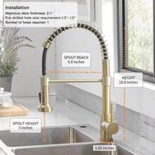 Brushed Gold High Arc Spring Kitchen Faucet With Pull Down Sprayer,Commercial Rv Single Lever Kitchen Sink Faucet,3 Function Single Handle Laundry Faucet,Brushed Gold Single Hole Brushed Gold/Brushed Nickel/Black - Brushed Gold - View 7