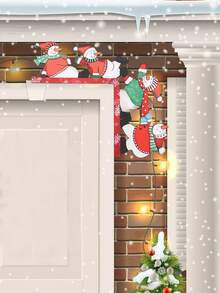 1 pieza, Cartel en esquina de puerta con muñeco de nieve y gorro de Papá Noel, decoración de marco de madera para esquina, cartel de puerta, escultura de pared de madera para sala de estar, dormitorio, oficina, interior y exterior, decoración de puerta de casa, regalo, decoración del hogar, decoración de habitación, decoración de pared