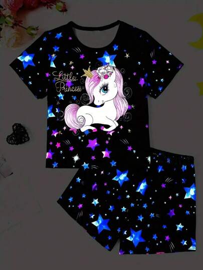 Young Girl Summer Home Leisure Pajamas Two-Piece Set