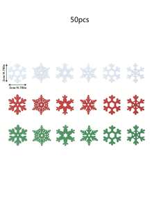 50 piezas Decoración navideña de madera en forma de copos de nieve, decoración para esparcir, decoración de mesa DIY, decoración de invierno, confeti de copos de nieve de madera para decoración de mesa, Navidad