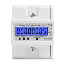 LCD Three-Phase Energy Meter Electricity Meter 3 Phases 4 Wire 400V 80A 50-60HZ Calibrated For DIN Rail 8-Digit LCD Display - 淺灰色 - 查看 3