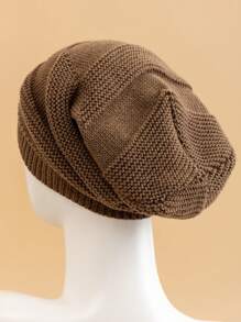 JZML 1pc Men Solid Slouchy Beanie Halloween Fall Outfit - Khaki - View 2