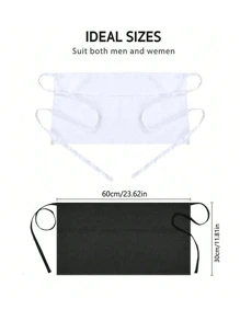 1pc Server Aprons With 3 Pockets, Oil & Waterproof Waitress Waiter Short Half Waist Apron, For Cooking, Cleaning, Baking, Serving, Arts & Crafts, Costume, Party, Cafe, Restaurant, Bar, School Cafeteria Use - Multicolor - View 5