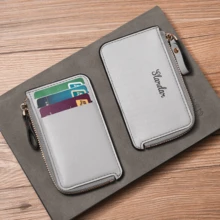 1 chiếc ví đựng tiền xu có khóa kéo mới cho nam, đựng thẻ thanh thiếu niên chống khử từ siêu mỏng, quà tặng Tết Nguyên đán, ngày lễ tình nhân, du lịch mùa xuân/hè - màu đen - Xem 3