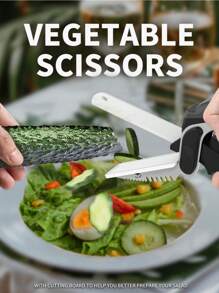 6-In-1 Vegetable Scissors, Heavy Duty Kitchen Shears For Cutting Meat, Vegetables, Fruits, Salads, Chicken - Dishwasher Safe Herb Scissors For Cooking