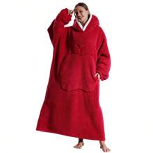 Ksnnrsng Extra Long Wearable Blanket Hoodie For Women Men Adults Oversized Hooded Blanket Sweatshirt, Super Soft Warm Comfortable Giant Wearable Blanket Hoodie With Big Pocket - 紅色 - 查看 4