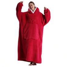 Ksnnrsng Extra Long Wearable Blanket Hoodie For Women Men Adults Oversized Hooded Blanket Sweatshirt, Super Soft Warm Comfortable Giant Wearable Blanket Hoodie With Big Pocket - 紅色 - 查看 3