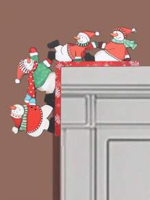 1 pieza, Cartel en esquina de puerta con muñeco de nieve y gorro de Papá Noel, decoración de marco de madera para esquina, cartel de puerta, escultura de pared de madera para sala de estar, dormitorio, oficina, interior y exterior, decoración de puerta de casa, regalo, decoración del hogar, decoración de habitación, decoración de pared