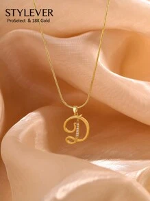STYLEVER 1Pc New Luxury  A-Z 26 Letter Pendant Necklace, Electro -Plated 18K Gold Men Women Initial Name Letter Charm Necklace