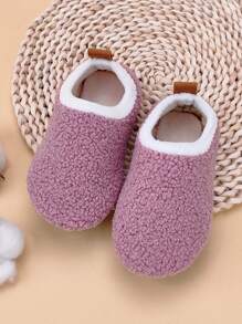 Children's Indoor Slippers, Solid Purple Color, Soft Bottom, Warm Winter House Shoes For Girls - Purple - View 2