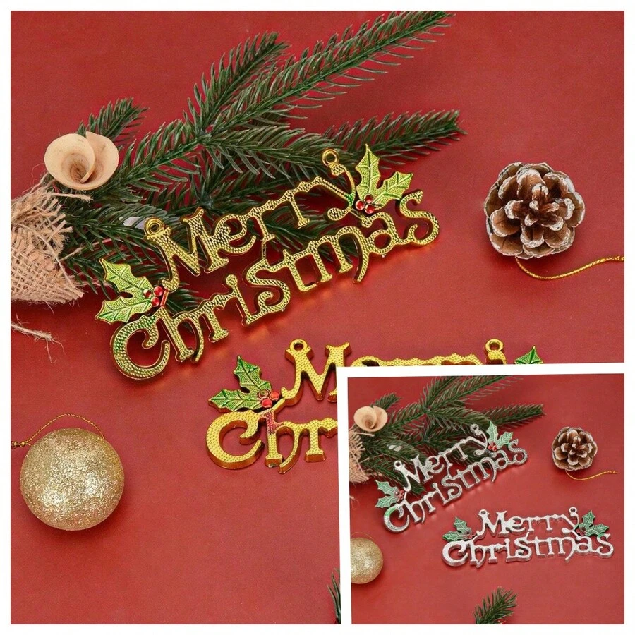 1 件圣诞快乐字母牌匾、圣诞树装饰、圣诞礼物 - 彩色 - 查看 1