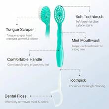 Przenośna szczoteczka do zębów 5 w 1 i nić dentystyczna do głębokiego czyszczenia jamy ustnej, 8/16/32 szt. pękających koralików do czyszczenia świeżego oddechu, jednorazowa szczoteczka do zębów i nić dentystyczna dla dorosłych, par, podróży rodzinnych, hoteli, w pudełku/torbie