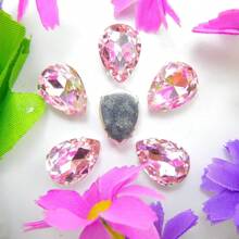 水滴形玻璃非 AB 正常颜色花式椭圆闪亮手工缝纫水晶手工缝制水钻装饰珠平背银色金爪底座带孔宝石 DIY 配件缝制宝石水钻用于装饰衣服、连衣裙、包、鞋子、胸针、耳环、手工艺品