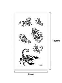 2/4/5pcs Lifelike Scorpion Temporary Tattoo, Waterproof Fake Tattoo Suitable For Wrist & Collarbone Tattoo - Black - View 3