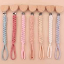 1 Piece Baby Pacifier Chain,Macrame Hand Braided  Cloth Pacifier Holder Fits All Pacifiers,Leash Smoother Handmade Heart Shape Wooden Dummy Pacifier Clips For Boys And Girls,For Nursing Teether Shower Gifts - Multicolor - View 8