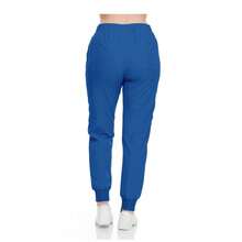 Women's Cargo Scrub Jogger Pants – 4-Way Stretch, Elastic Waist, Multiple Utility Pockets, Wrinkle-Resistant, Workwear For Nurses & Healthcare Professionals - 寶藍色 - 查看 3