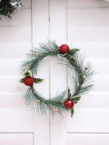 1 件人造花环 - 圣诞主题悬挂装饰，适合入口、壁炉、客厅、餐桌 - 紅色 - 查看 11