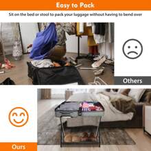 Foldable Luggage Rack With Shelf Travel Suitcase Shoe Storage Holder Bamboo Stand Room Decor Home Decor Fall Decor Bedroom Decor Luggage Racks Back To School Travel Essentials Room Decor, Home Decor, Bedroom Decor Storage Organization And Storage - Black - View 4