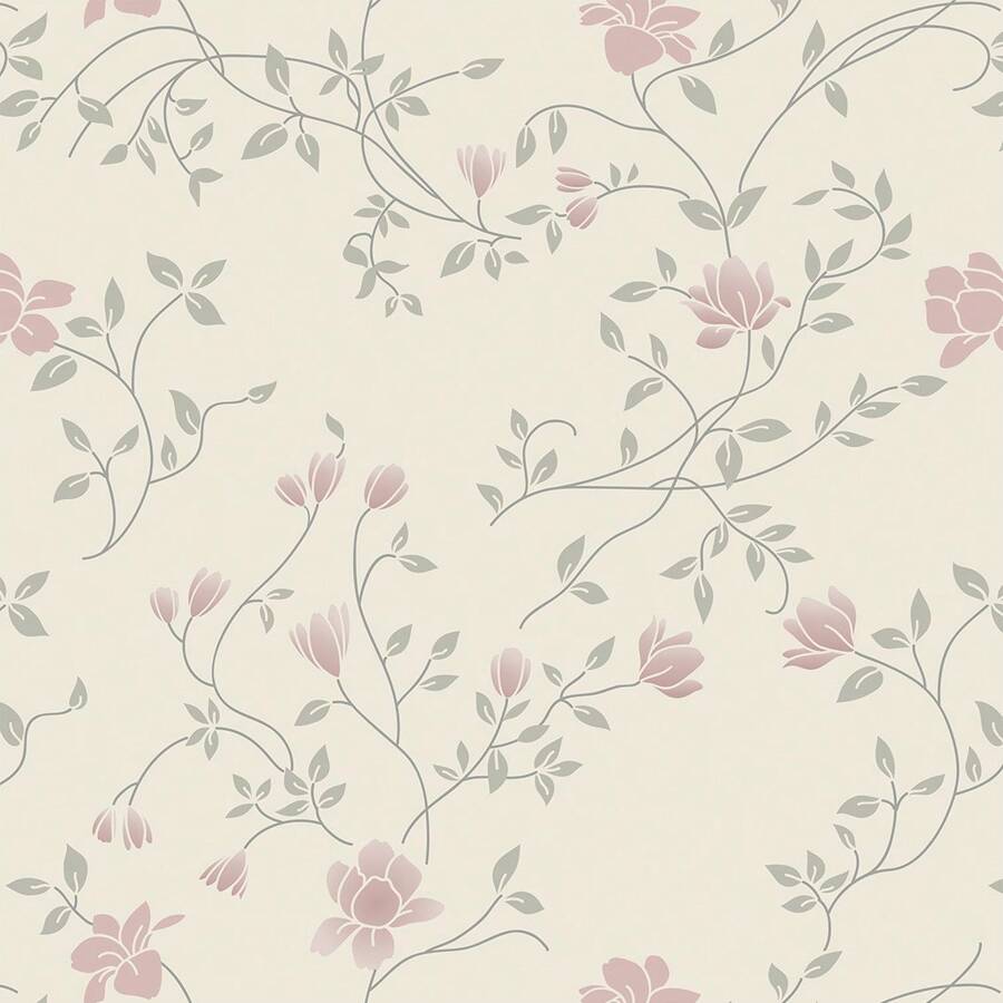 Soft And Delicate Flowers Adhesive Wallpaper In Antique Pink With Light Beige Background For Bedrooms, Single Bedrooms, Baby Bedrooms, Children's Bedrooms, Youth Bedrooms, Washable Living Room - 粉紅色的 - 查看 1