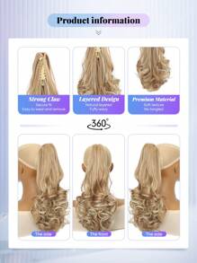 Claw Ponytail Extension Hair Accessories Black Light Brown Chocolate Brown Multi-Color 12 Inch Deep Wave Heat Resistant Fiber Synthetic Ponytail Hairpiece Curly Hair For Women Daily Cosplay Christmas Music Festival Carnival Holiday Party Used And Chinese New Year Gifts