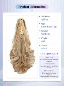 Claw Ponytail Extension Hair Accessories Black Light Brown Chocolate Brown Multi-Color 12 Inch Deep Wave Heat Resistant Fiber Synthetic Ponytail Hairpiece Curly Hair For Women Daily Cosplay Christmas Music Festival Carnival Holiday Party Used And Chinese New Year Gifts