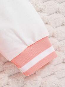 Tween 女童字母刺绣撞色运动夹克 - 粉色 - 查看 6