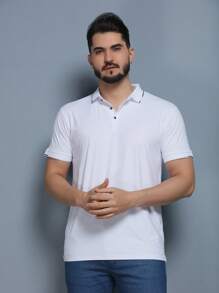 Men's Polo Shirt, Ice Silk Short Sleeves, Men's Formal Wear, Sweat-Absorbing, Breathable And Elastic - 白色 - 查看 1