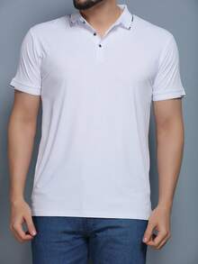 Men's Polo Shirt, Ice Silk Short Sleeves, Men's Formal Wear, Sweat-Absorbing, Breathable And Elastic - 白色 - 查看 2