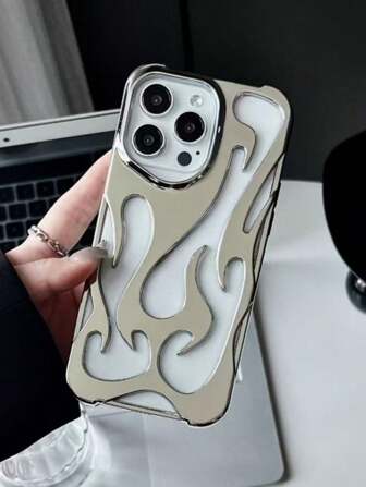 Fashionable New Hollow Flame Pattern Anti-Drop Electroplated Soft Phone Case Compatible With IPhone, Galaxy, IPhone 15 Pro Max, IPhone 16 Pro Max, IPhone 16 Pro, IPhone 14 Pro Max, IPhone 14 Pro, IPhone 13 Pro Max, IPhone 16, IPhone 11, IPhone 12, IPhone 13, IPhone 14, IPhone 15, A13, A14, A15, S22 Ultra, S23 Ultra, S24 Ultra, S25 Ultra, S22, S23, S24, S25, A16, A53, A54, A55 Waterproof Shockproof Scratch Resistant