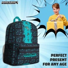 Minecraft Backpack Gaming Rucksack School Bag Creeper Daypack Travel Days Out PE Sports Gamer Gift - Blue - View 4