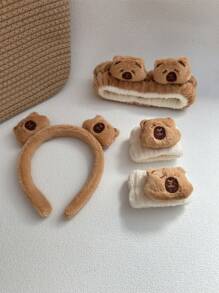 2-4 szt. Nowe akcesoria do włosów z motywem kapibary z kreskówek, opaski do włosów dla kobiet, pluszowa opaska na głowę, zestaw opasek do mycia twarzy, akcesoria do włosów, artykuły szkolne, prezenty - Wielokolorowe - Zobacz 1