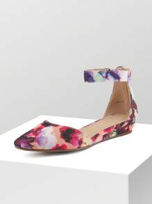 Women's Closed Pointed Toe Low Wedge Ankle Strap Casual Comfortable Ballet Flats With Back Zipper Design Party Wedding Shoes - Nhiều màu - Xem 7