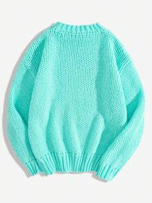 White Yueh Men's Casual Sweater, Minimalist Solid Color Crew Neck Knit Pullover, Suitable For Christmas, New Year And Other Occasions, Long Sleeve Top - Mint Green - View 3
