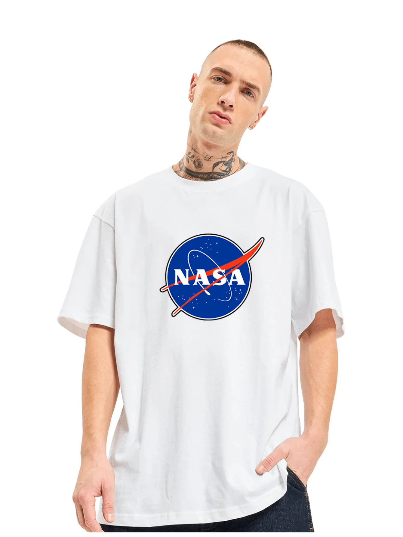 Naza Geek Astronomia Nerd Oversized T-Shirt - 白色 - 查看 1