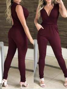 Long Jumpsuit With Knife Pocket - Burdeos - Ver 2