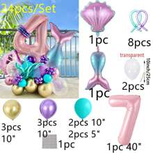 Cross-Border New 40-Inch Large Pink Mermaid & Shell Themed 0-9 Foil Number Balloon Set, Birthday, New Year, Anniversary Party Decoration Back To School Valentine Day - Multicolor - View 10