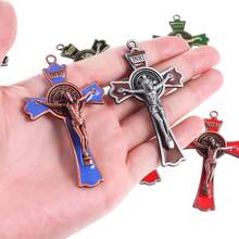 1pc Saint Benedict Cross Pendant With Colorful Enamel - Multicolor - View 5